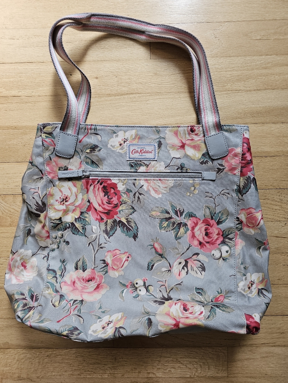 Cath Kidston Gray Floral Tote with Pink Roses